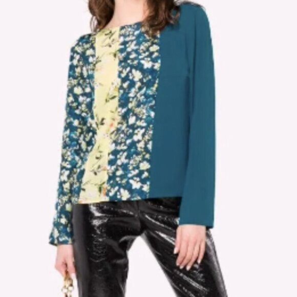 Acne studio  Loretta Floral Print Blouse Green size 6 - Picture 3 of 8